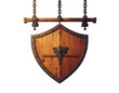© Philip - Wooden shield sign, hanging by chains