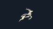 © Win - Elegant leaping deer logo design abstract lines minimalist style.