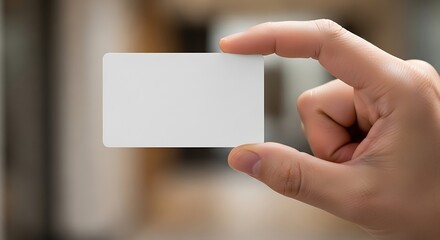 Hand displaying blank card for message, mockup, or branding concept