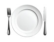 © Stussy - Empty white plate with fork and knife