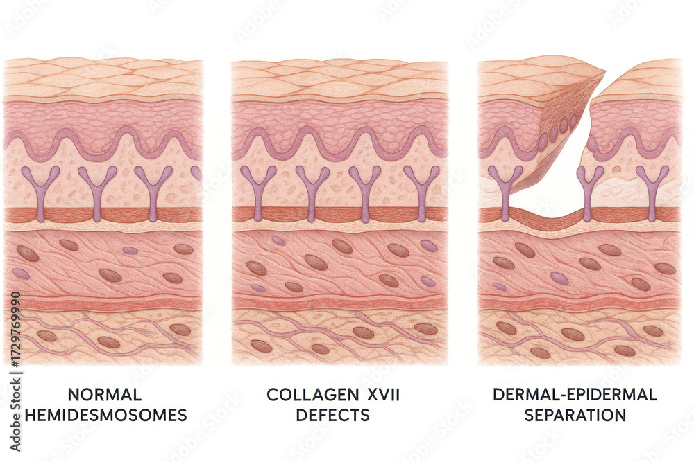 Stock-Illustration „Medical illustration showing normal hemidesmosomes ...