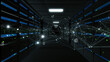 © KanawatTH - Artificial Intelligence data center with connected server racks and neural network lines representing digital connections, cloud processing, and big data systems. 3d Rendering