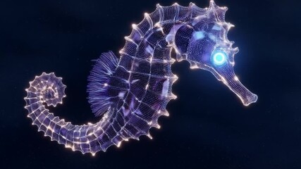 Digital seahorse depiction underwater creature with glowing details