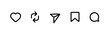 © Graphic+ - Like, Repost, comment share save vector icon set. Site navigation symbol. Social media web linear sign