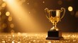 © Mimoshi - Shiny Gold Cup Trophy Award Prize Victory Achievement Reward Glitter Elegant Background Champion Bright Celebration Success Ceremony