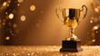 © Mimoshi - Sparkling Golden Cup Award Prize Trophy Bright Stage Victory Reward Celebration Champion Elegant Achievement Glitter Background Success