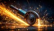 © Cheiraa - A close-up view of a power tool cutting, generating bright sparks.