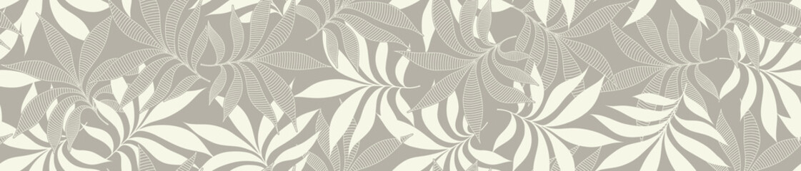 Abstract minimalist tropical palm leaf vector seamless pattern. floral pattern, leaves pattern.