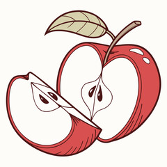Apple icon isolated vector illustration, color drawing sign, symbol.