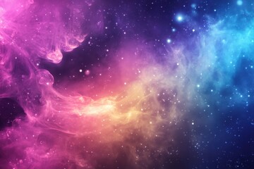 Wall Mural - Colorful cosmic nebula showcasing vibrant hues of blue, purple, and pink in deep space