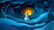 © Paul - Festive winter snowman made from layered paper with holiday decorations and snowy scene