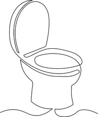 Modern toilet bowl and tank outline simple continuous line art illustration for bathroom and hygiene concept