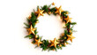 © Rachel - Christmas wreath decorated with golden stars isolated on white background