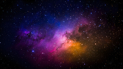 Vibrant cosmic nebula space scene with starry sky and colorful gas clouds
