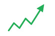 © Michael - Green fluctuating arrow moving up, representing business success, profit increase, market growth, and positive trend. Transparent background