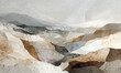 © Sukifli Dakheng - Abstract landscape mountain collage reveals serene layered texture. Beige and white tones evoke