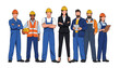 © MD SHAHAJALAL - Vector art of diverse group of construction workers and engineers standing together