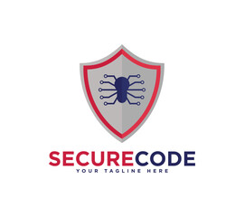 Cyber security shield technology logo design, Vector image