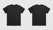 © MSTLUPA - Front and back view of a black tshirt isolated on white background, displaying the details and shape of the clothing item