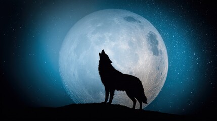  howling. A wolf howling under a starry night sky, embodying wild and dramatic nature. wildlife magazines, conservation campaigns, designed for wildlife conservation campaigns.