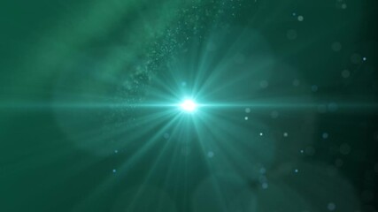 Wall Mural - Abstract bright light burst with lens flare effect against a teal background.