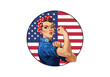 © KIMOG - rosie the riveter, strong woman, feminist icon, american flag woman, women empowerment, patriotic woman, rosie style, girl power, strong female figure, american pride woman, women strength, empowering