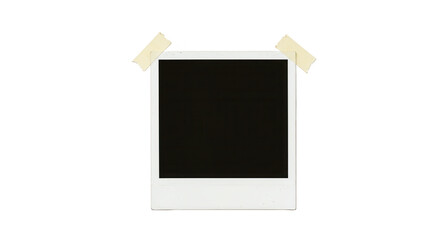 Blank instant photo frame with tape isolated on transparent background
