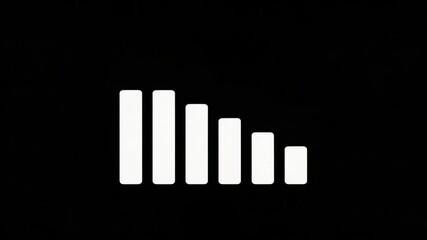 Abstract white graph on black background representing growth and decrease in data trends and statistics analysis