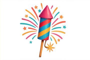 Colorful firework rocket exploding celebrating new year party
