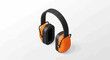 © Mikael - Isometric rendition of orange and black industrial grade earmuffs design
