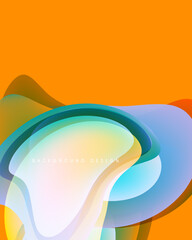 Wall Mural - Abstract flowing shapes, vibrant colors. Orange background contrasts with blue, green, yellow layers. Modern design element.