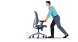 © Awan - Illustration of a man relocating an office chair showcasing workplace ergonomics and office dynamics in a workspace setting