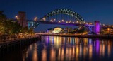 Tyne Bridge at Night, Newcastle Upon Tyne.