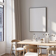 © mtlapcevic - Modern Living Room Poster Frame Mockup with Natural Light and Minimalist Decoration. 3D render.