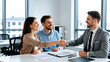 © Đào Tuấn Anh - Couple Shakes Hands With Real Estate Agent Receiving Keys To New Home