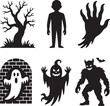 © Masud - Sinister shadow Halloween icon set silhouette vector