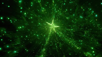 Wall Mural - green christmas tree star lights