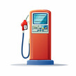 © 3okaad_Vectors - A retro-style red and blue gasoline pump with a digital meter and nozzle, depicted in a cartoon illustration on a white background.