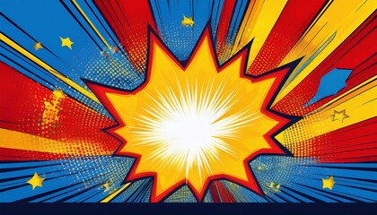 Wall Mural - comic style explosion backdrop on an invite superhero theme space for event information