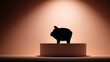 © Juiy - Hopeful piggy bank silhouette on pedestal under spotlight. concept for finance, saving money, investment, and future wealth. secure financial future on display
