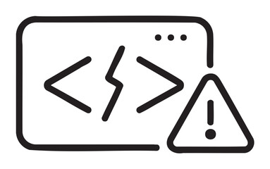 Code error alert symbol: web development issue in progress - stock vector