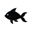 © Putu - Silhouette fish swimming simple aquatic icon vector design flat minimal illustration with white background