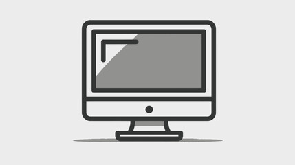 Modern Minimalist Line Art Desktop Computer Monitor Icon. Generic Digital Technology Device Outline Vector Illustration for Web Design and Business.