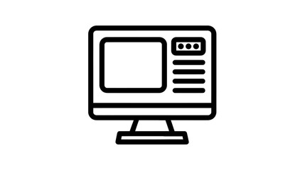 Modern computer monitor icon. Digital desktop display with a generic web interface outline. Technology, web design, and internet concept vector.