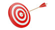 © Zahidul Creative - A red and white target with an arrow hitting the bullseye isolated on white background