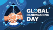 ©  Aesthetic Design - Vector art of global handwashing day with illustration of hands being washed under a faucet with soap and water