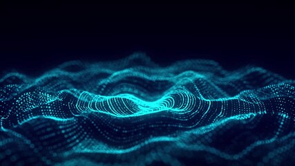 Wall Mural - Circle blue wave of particles. Abstract background with a dynamic wave. 3d rendering.