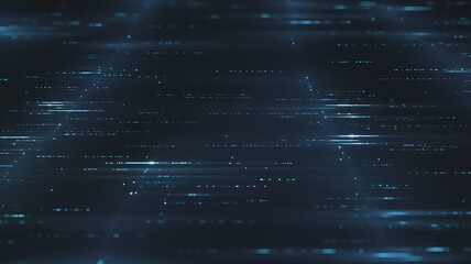 Futuristic data stream visualization with abstract glowing light trails and particles on a dark background ideal for technology concepts