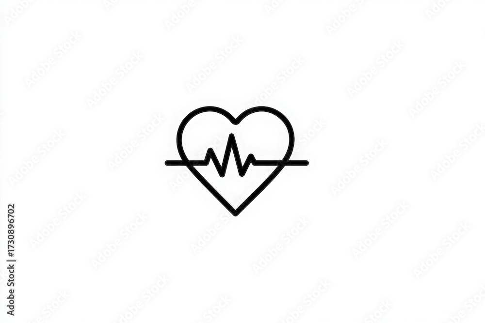 A heart shape intertwined with a series of peaks and valleys representing a heartbeat. This design is simple and focuses on themes of love, health, and vitality.