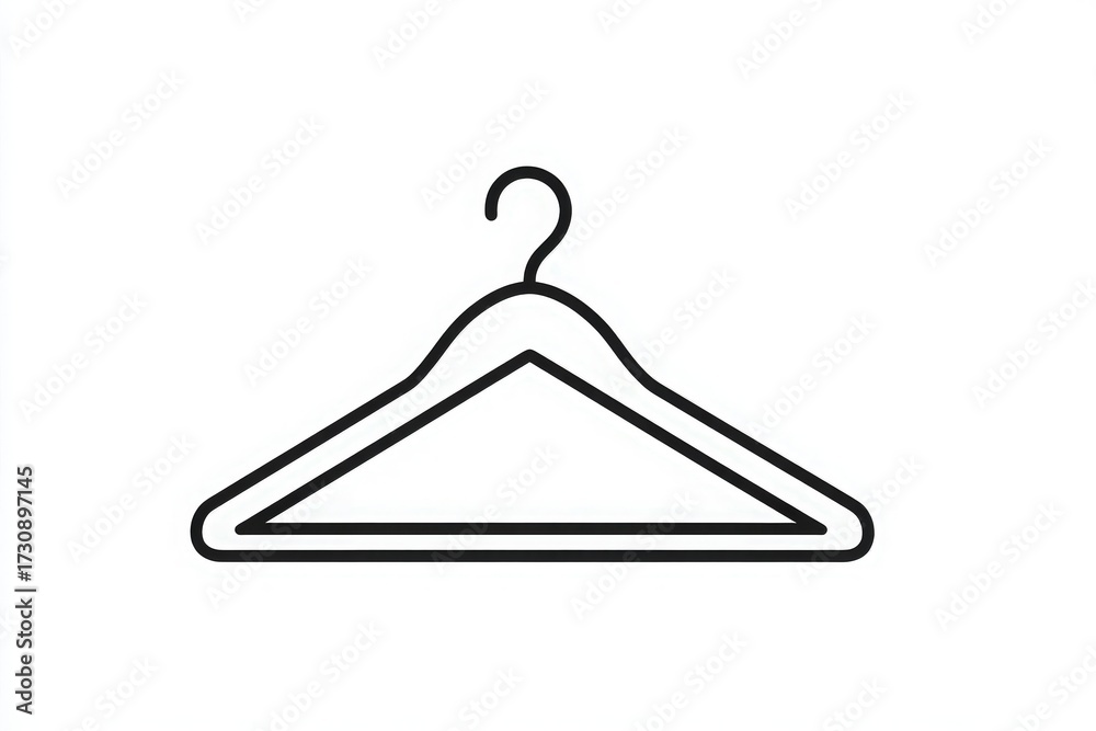 A minimalist hanger is illustrated against a white backdrop. This design highlights its simple and practical use for organizing and displaying clothing items in various settings.